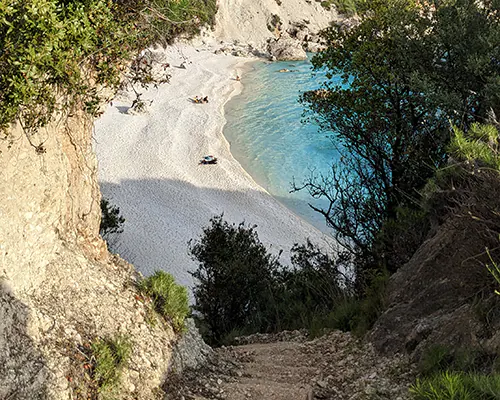 Arriving at Agiofili Beach