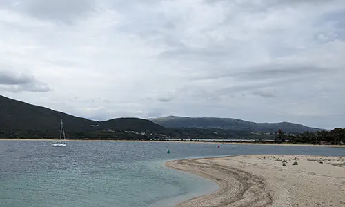 View of mainland Greece from Ammoglossa Beach