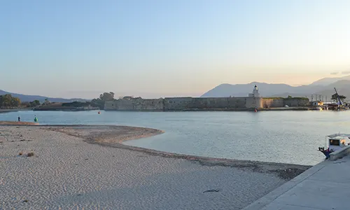 The Castle of Agia Mavra as seen from Ammoglossa Beach