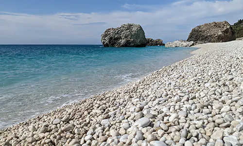 The big rocks on Megali Petra Beach